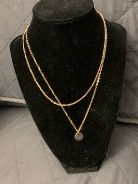 Layered Gold-Tone Pendant With Letters M Necklace - Elegant Women's Jewelry